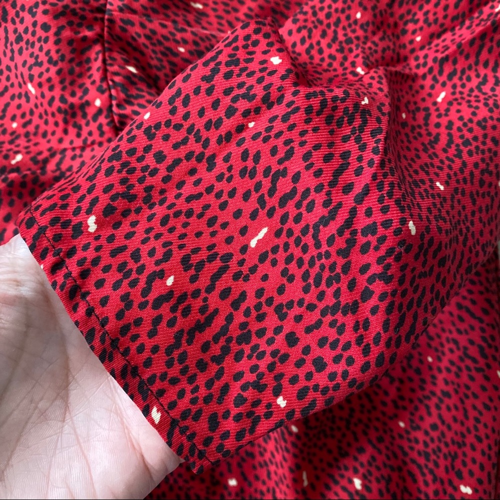 ❤️ ZARA RED BLACK ANIMAL PRINT LING SLEEVE FIT & FLARE MINI DRESS! - Picture 9 of 12